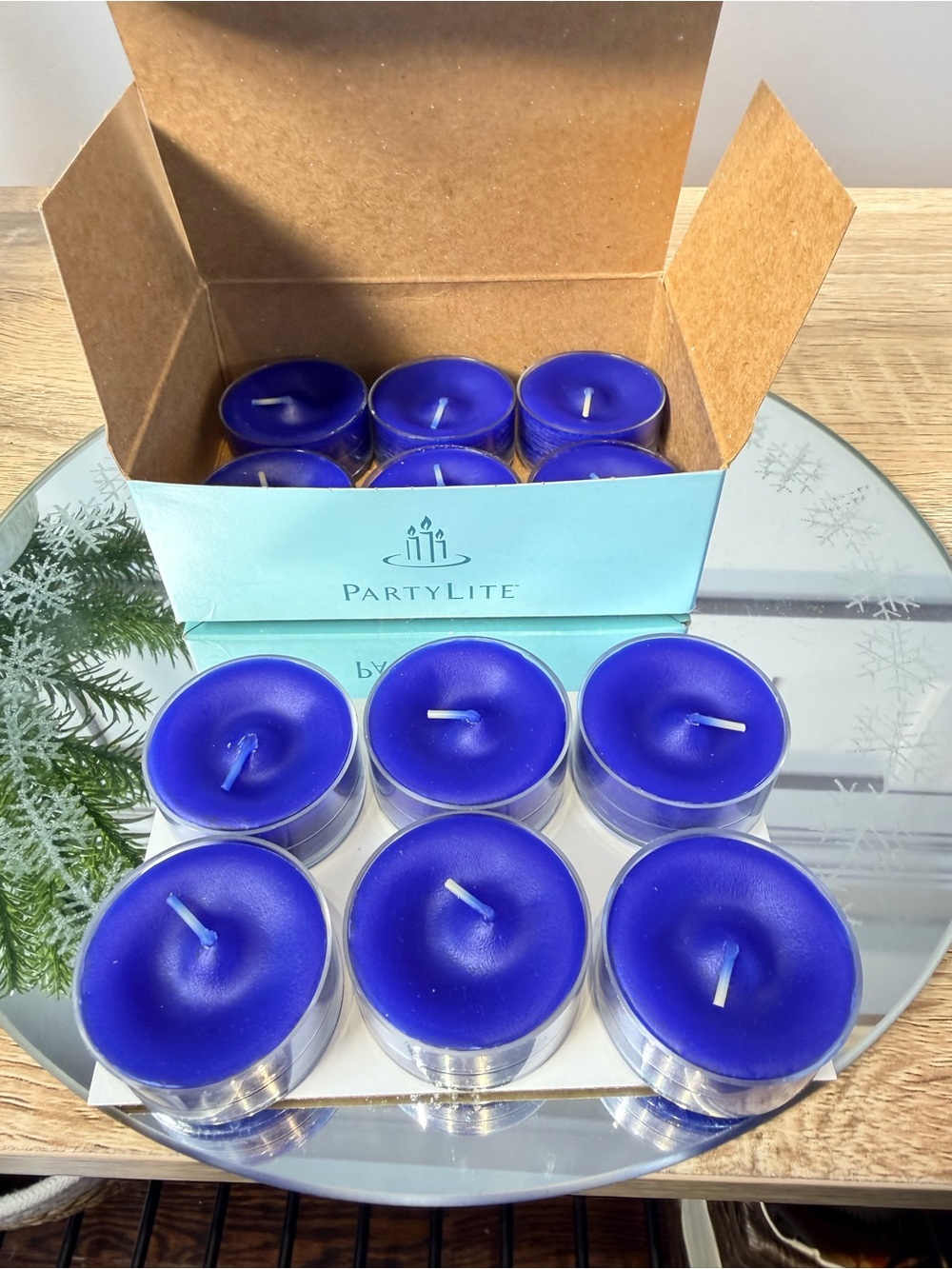 PartyLite Royal Blue Ocean Mist Tea Light Candle Set - 12 Pack